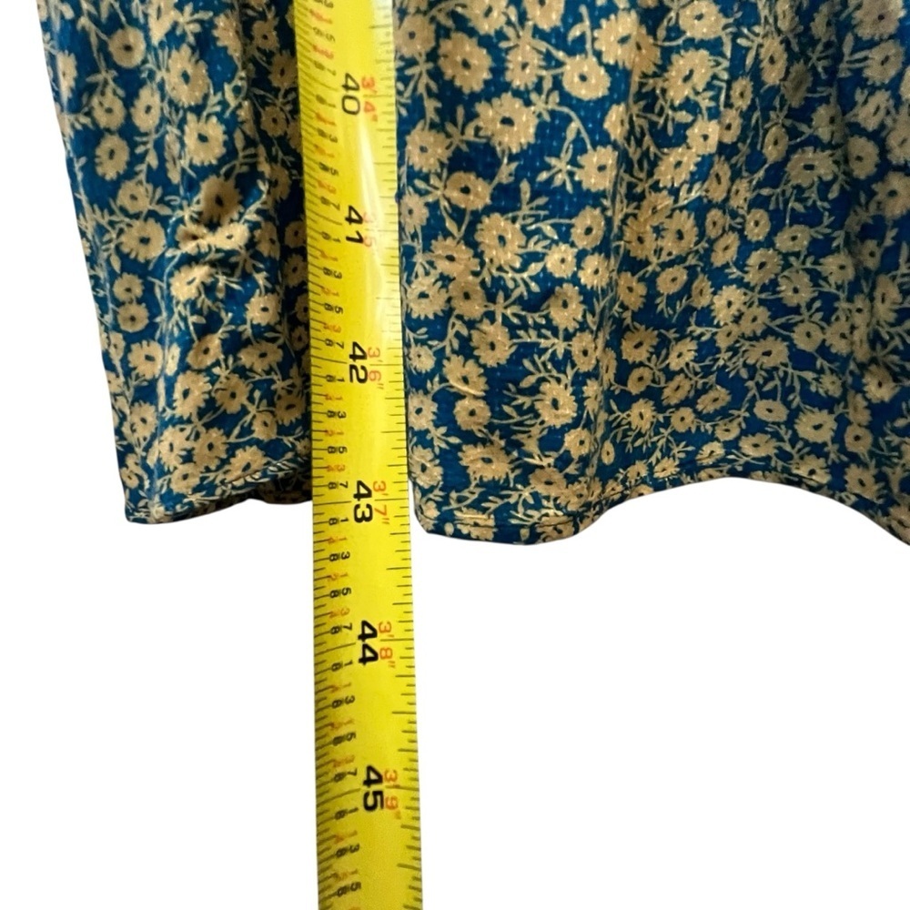 Lost + Wander Blossom Bloom Teal Gold Ditzy Floral Smocked Bodice Dress SZ XS - Picture 7 of 16